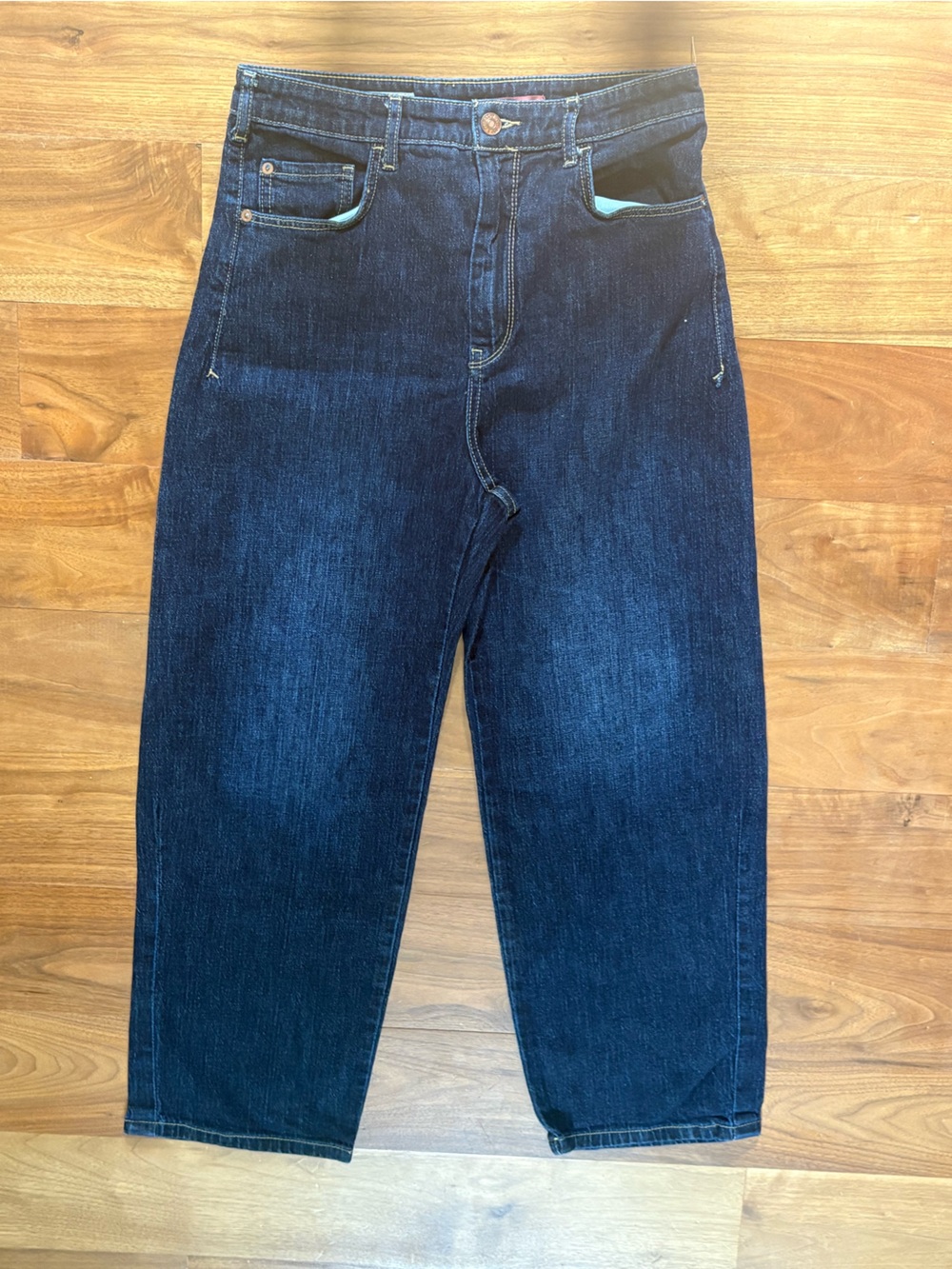 Anthropology Pilcro The Baggy Boyfriend high-rise, dark wash jeans